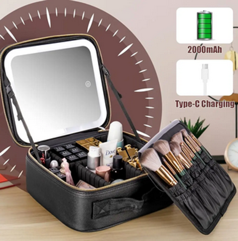 Neceser portátil con espejo LED